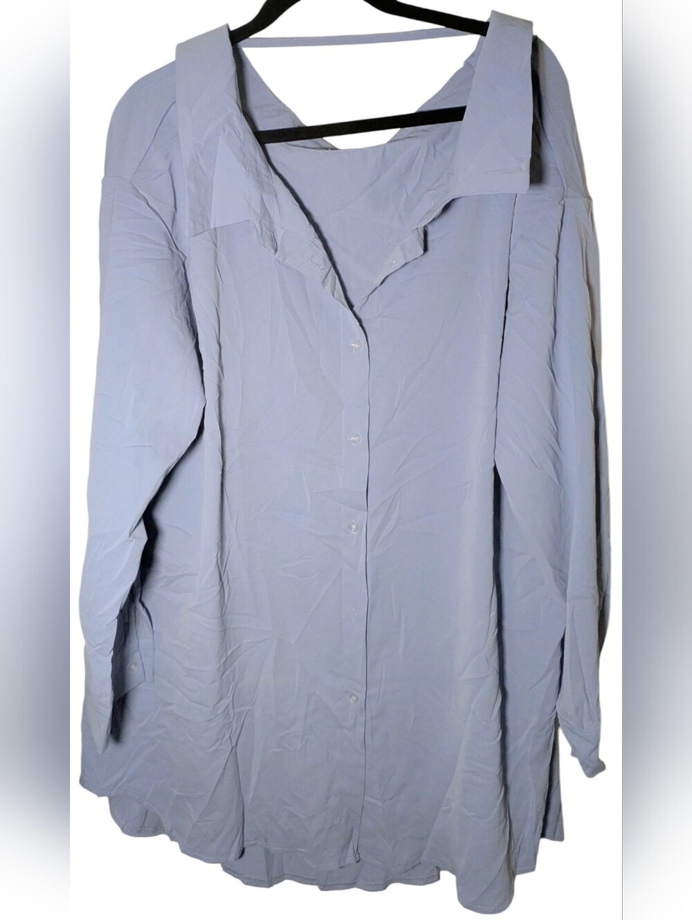 SHEIN Light Blue Oversized Button Down Tunic Top Size L NWOT